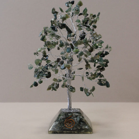 Moss Agate Gemstone Tree with Organite Base - 320 Stone