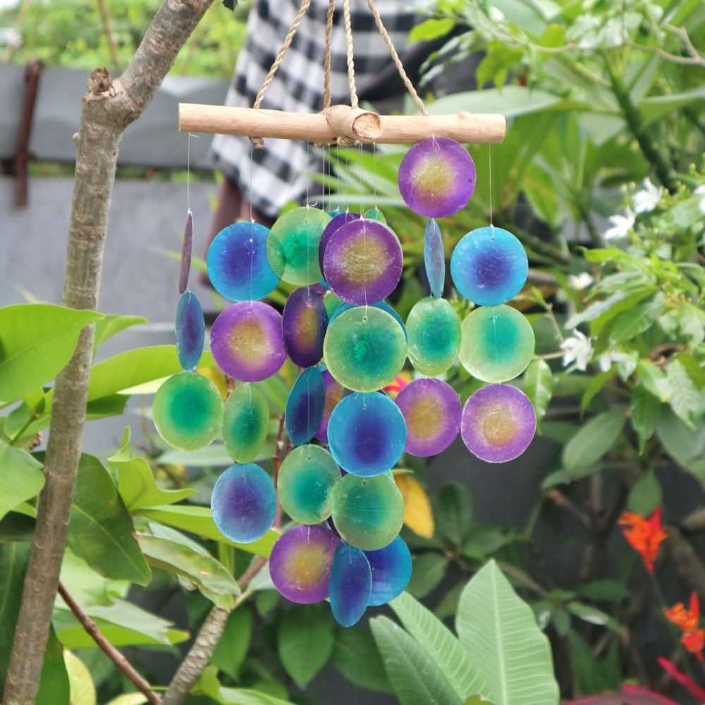 Green and Purple Driftwood Cross Chime