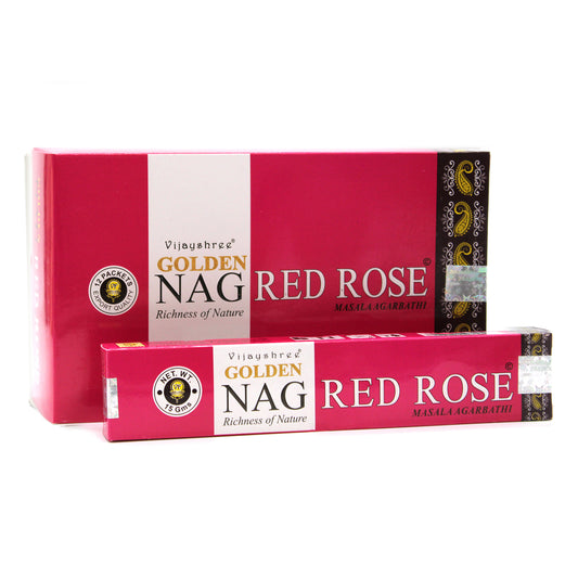 15g Golden Nag - Red Rose Incense Sticks