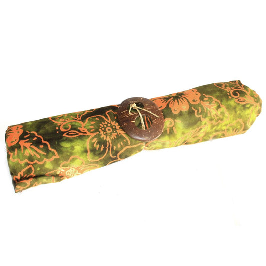 Bali Block Print Sarong - Tropical - Moss and Orange