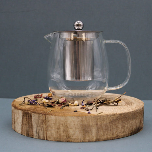 Contemporary Glass Infuser Teapot 550 ml clear glass teapot with stainless steel infuser