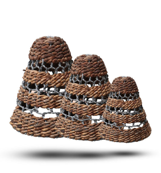 Natural Banana Leaf and Abu - Abu Raffia Lamp Shades - Set of 3