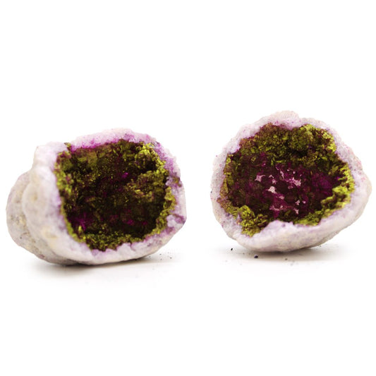 Coloured Calcite Geodes - Natural Rock - Pink and Gold