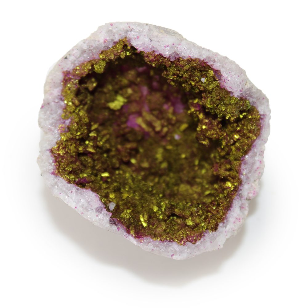 Coloured Calcite Geodes - Natural Rock - Pink and Gold