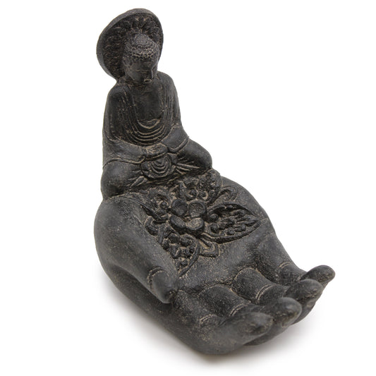 Buddha and Hand Incense Burner (black)