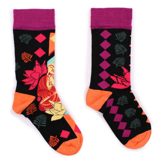 Hop Hare Bamboo Socks M/L - Pink Buddha and Lotus