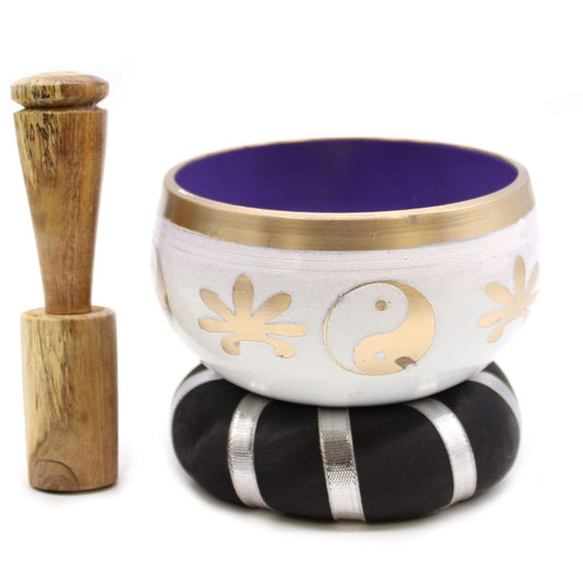 Yin and Yang Singing Bowl Set- White/Purple 10.7cm