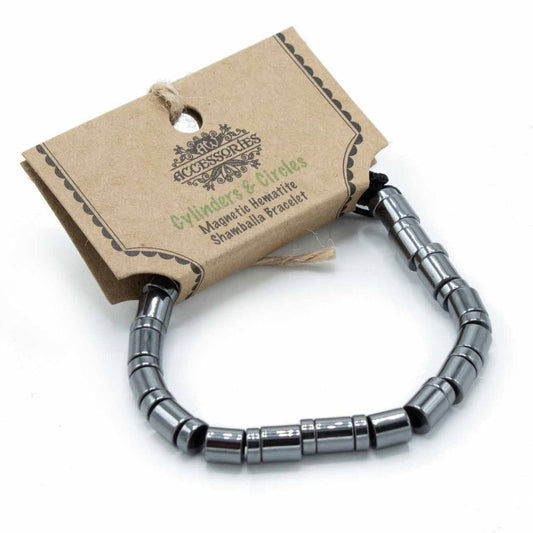 Magnetic Hematite Shamballa Bracelet - Cylinders and Circles