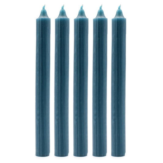 Rustic Teal Dinner Candles - Pack of 5
