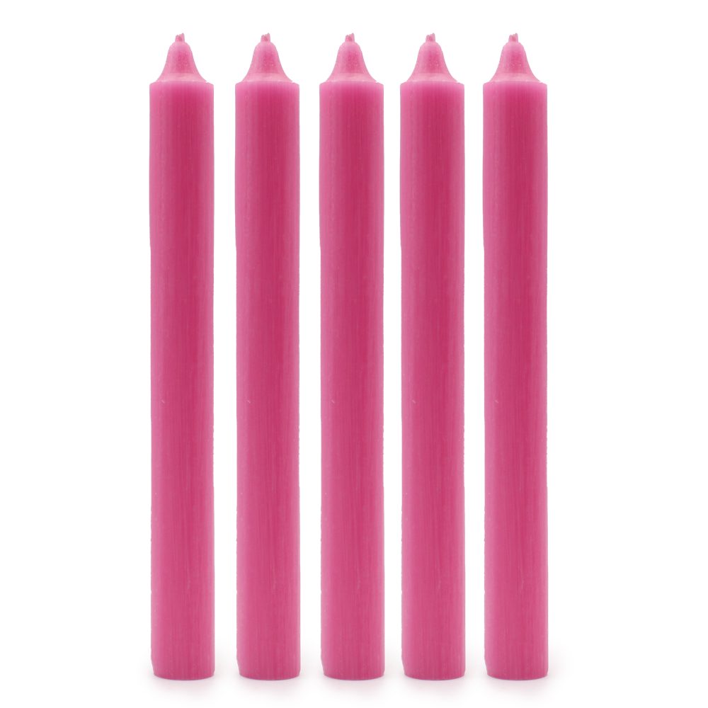 Rustic Deep Pink Dinner Candles - Pack of 5
