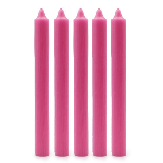 Rustic Deep Pink Dinner Candles - Pack of 5