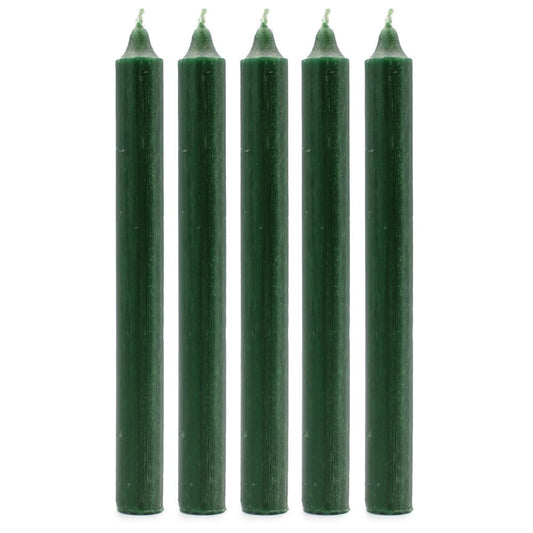 Rustic Holly Green Dinner Candles - Pack of 5