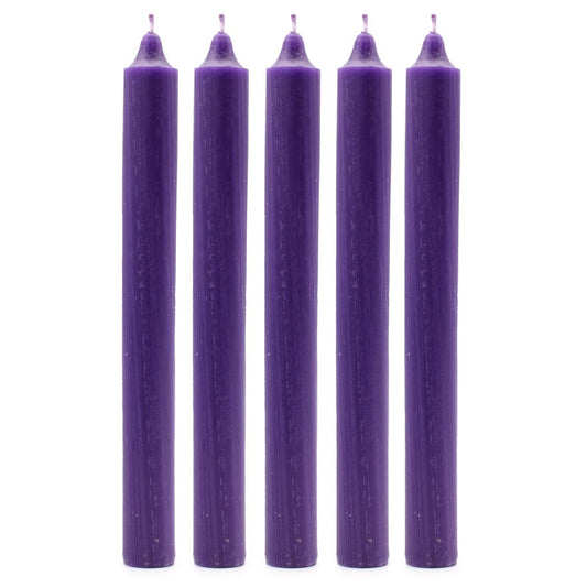 Rustic Purple Dinner Candles - Pack of 5