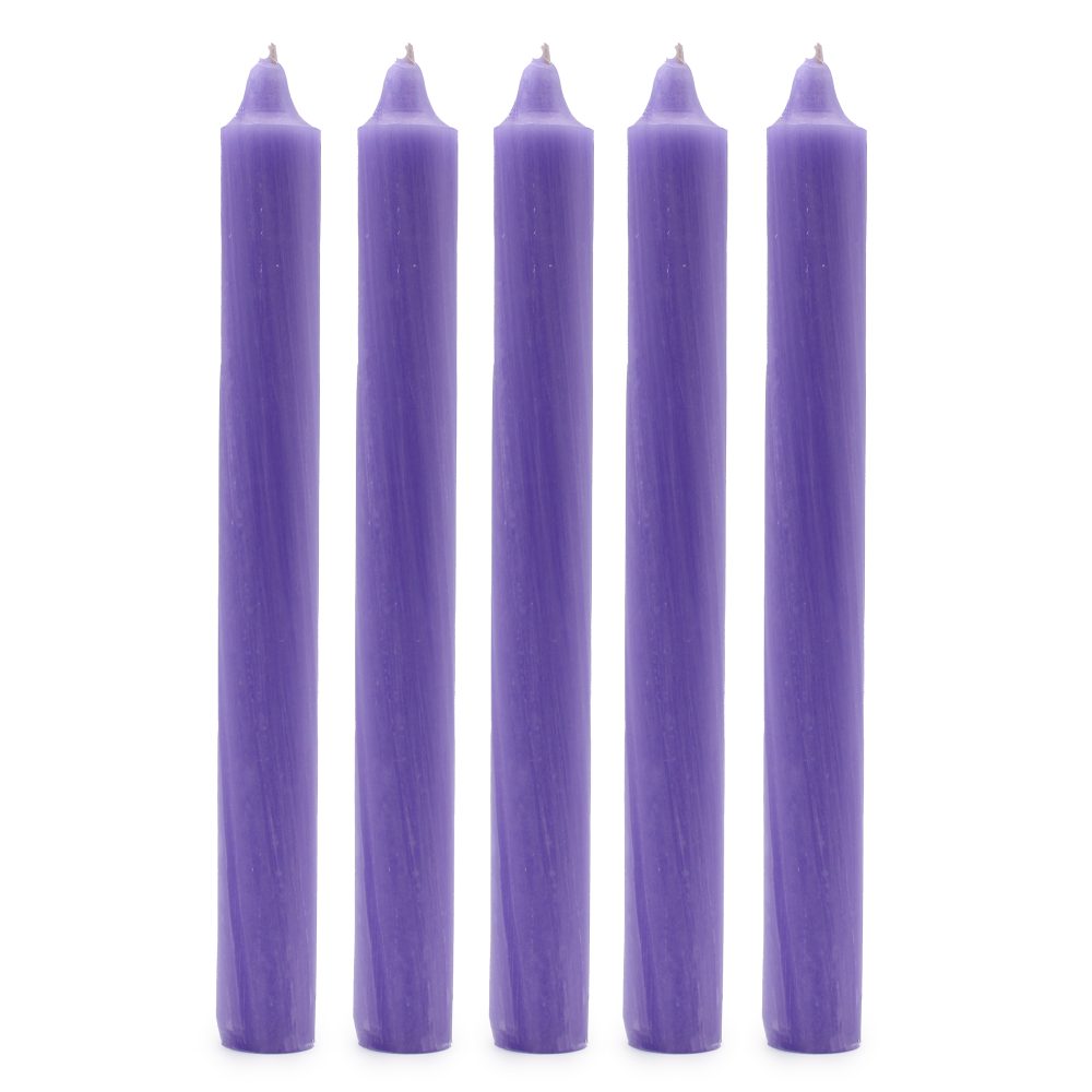 Rustic Lilac Dinner Candles - Pack of 5