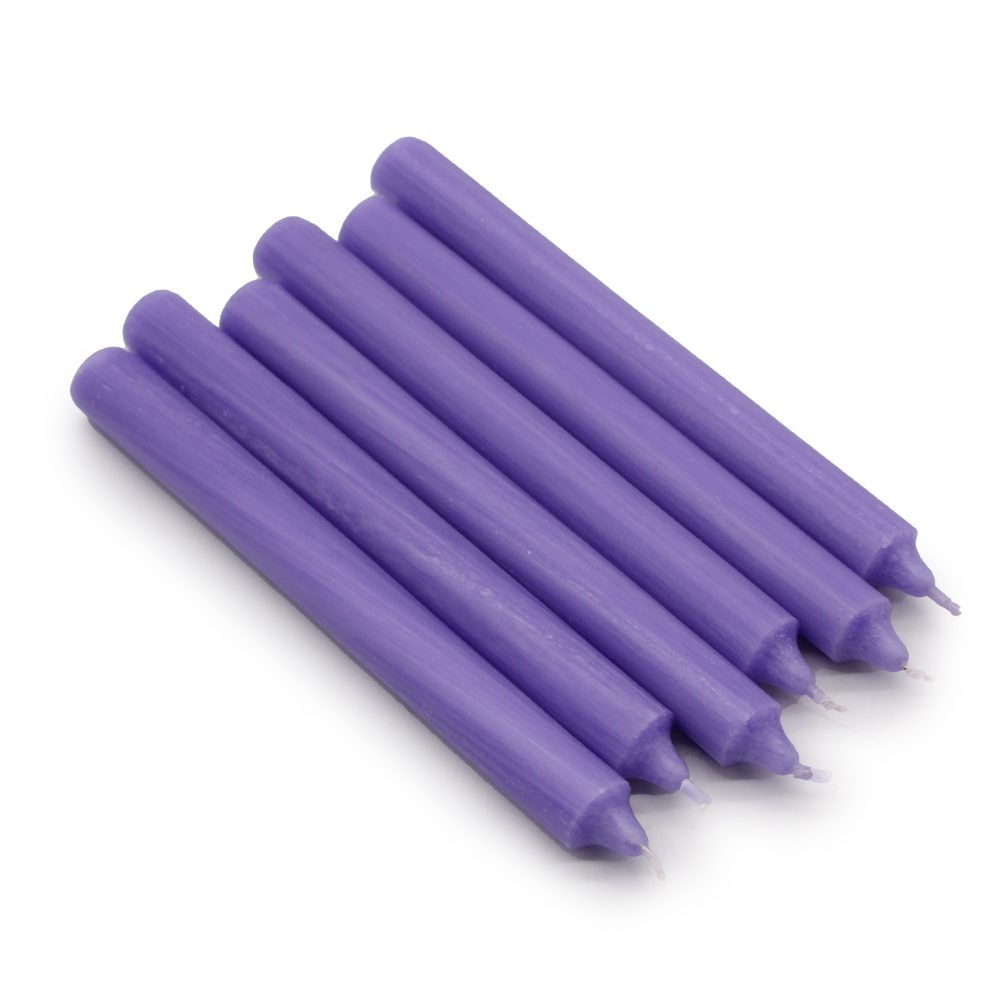 Rustic Lilac Dinner Candles - Pack of 5
