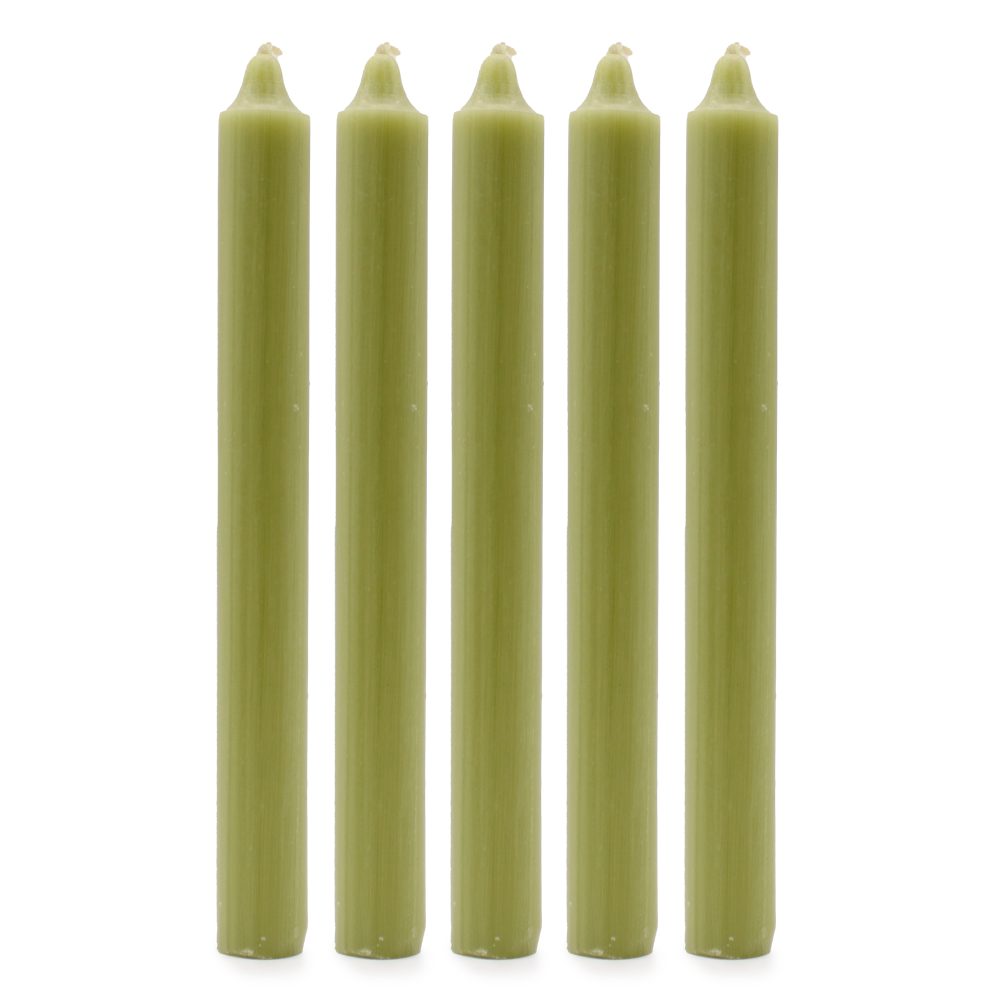 Rustic Olive Dinner Candles - Pack of 5