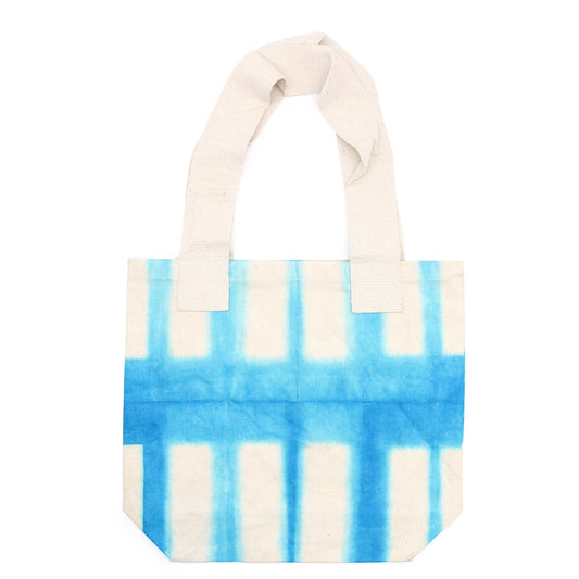 Sky Blue Blocks Tye - Dye Cotton Bag