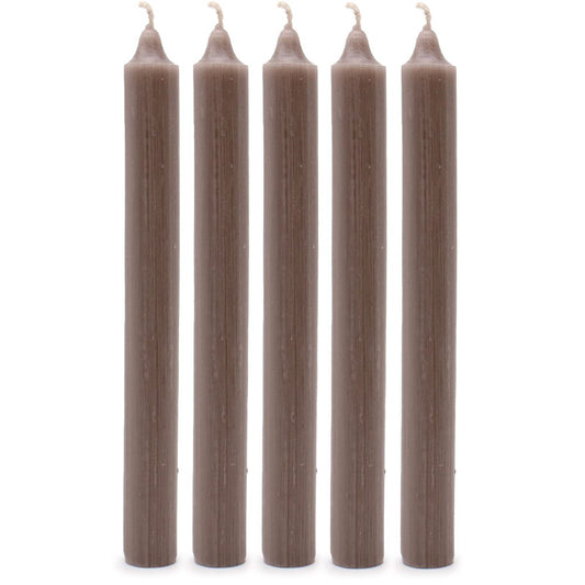 Rustic Taupe Dinner Candles - Pack of 5