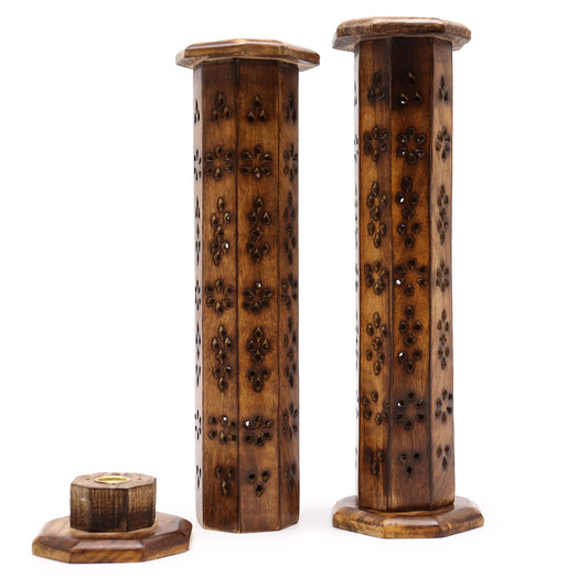 Mango Wood Hexagonal Incense Tower