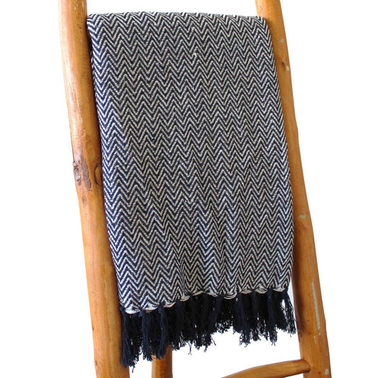 Boho Comfort Throws - 125 x 150 cm - Navy Zigzag