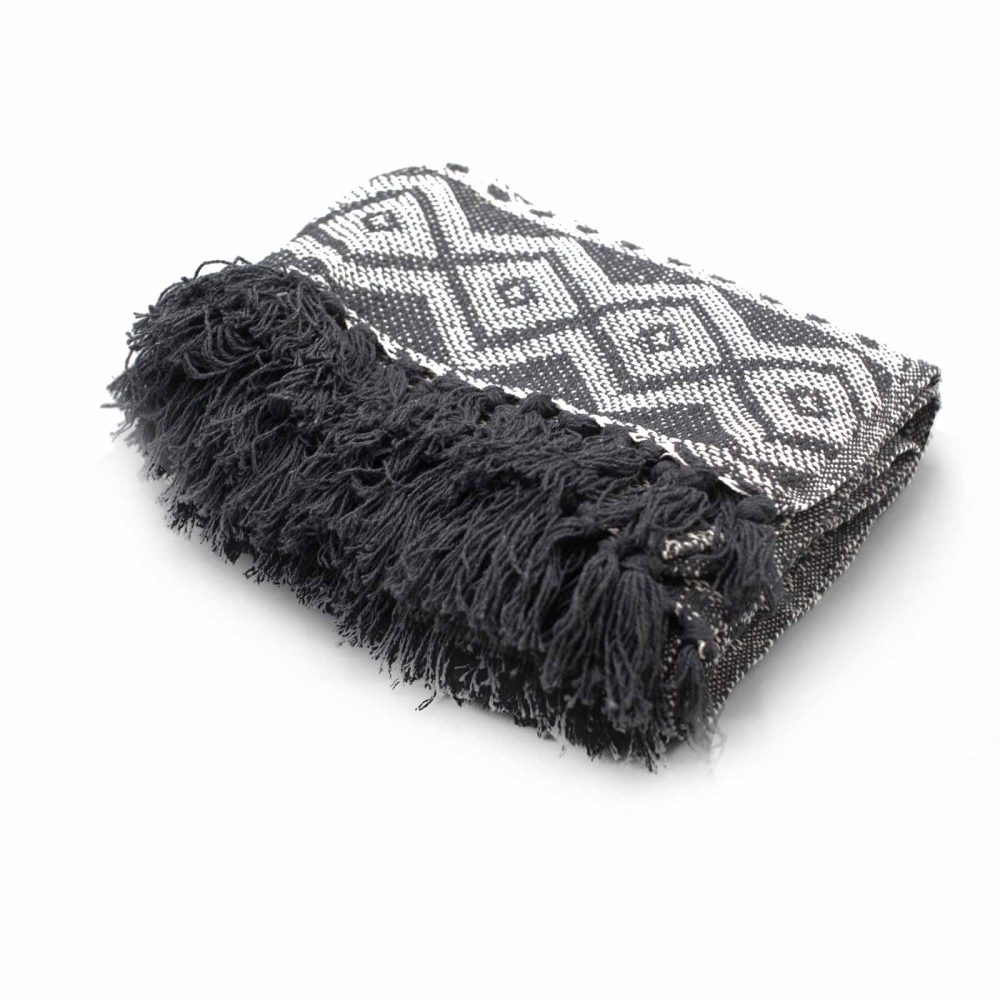 Boho Comfort Throws - 125 x 150 cm - Grey Geometric