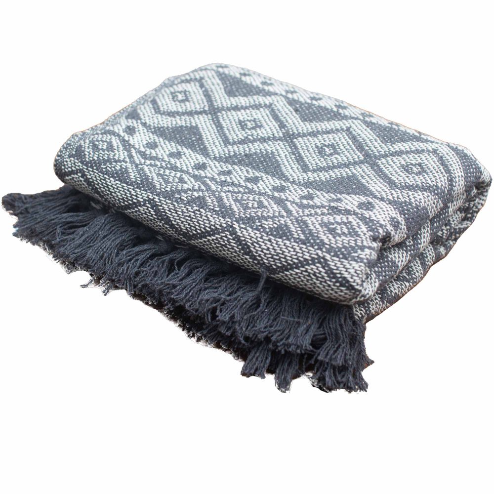 Boho Comfort Throws - 125 x 150 cm - Grey Geometric