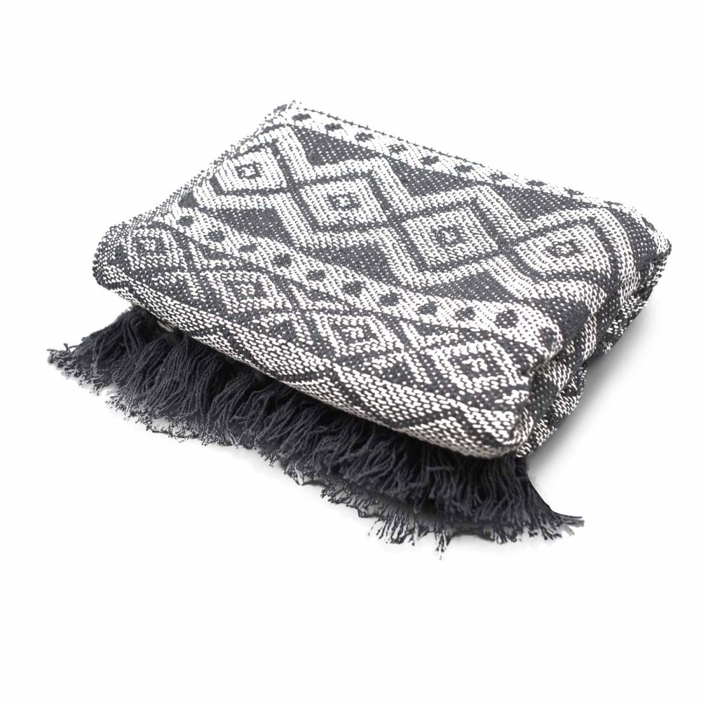 Boho Comfort Throws - 125 x 150 cm - Grey Geometric