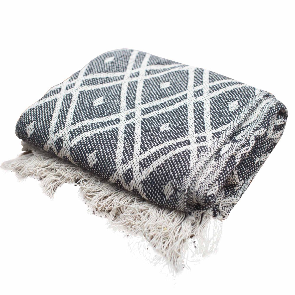 Boho Comfort Throws - 125 x 150 cm - Black and Biege Regency