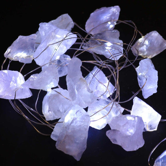 Rock Quartz gemstone enchantment lights clear crystal LED string lights glowing