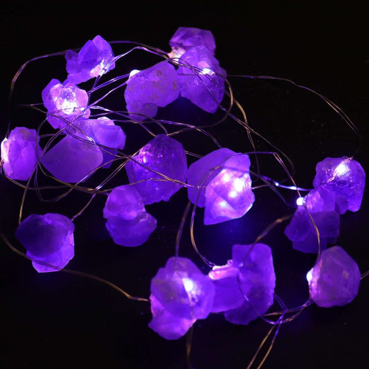 Amethyst gemstone enchantment lights purple crystal LED string lights glowing