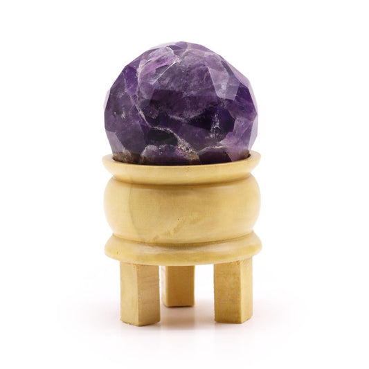 Gemstone Faceted Healing Ball and Stand - Amethyst