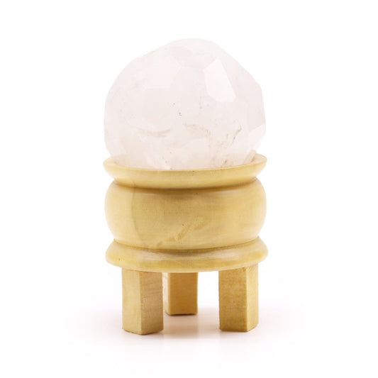 Gemstone Faceted Healing Ball and Stand - Rock Quartz