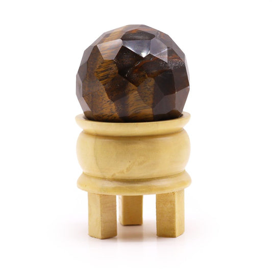 Gemstone Faceted Healing Ball and Stand - Tigereye