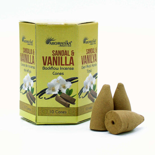 Pack of 10 Masala Backflow Cones - Sandalwood and Vanilla