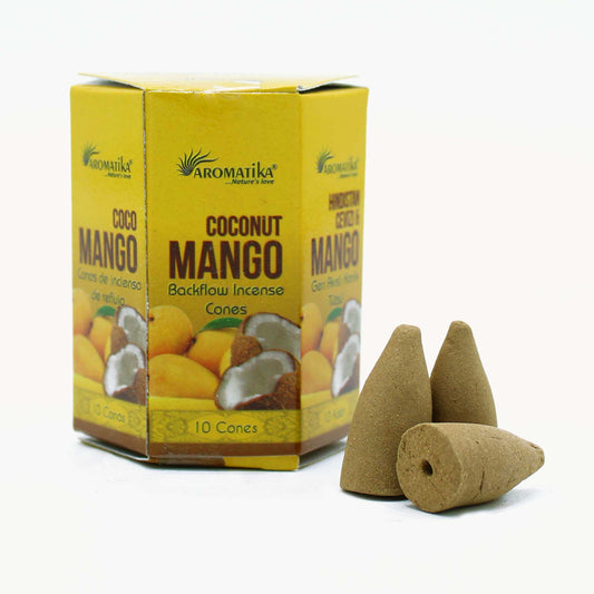 Pack of 10 Masala Backflow Cones - Coconut and Mango