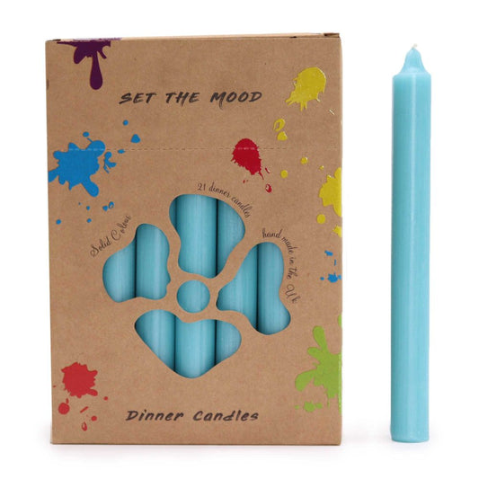 Rustic Aqua Dinner Candle Set - Pack of 21