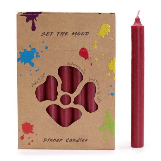 Rustic Burgundy Dinner Candle Set - Pack of 21
