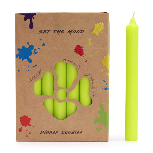 Rustic Lime Green Dinner Candle Set - Pack of 21