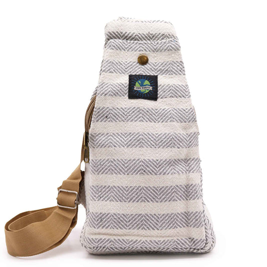 Body Cross Bag Natural Cotton - Grey and White