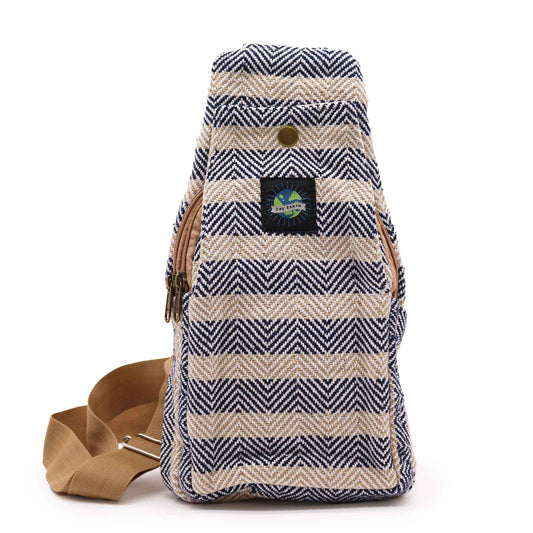 Body Cross Bag Natural Cotton - Tan and Navy