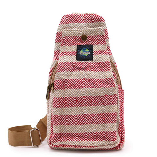 Body Cross Bag Natural Cotton - Tan and Pink
