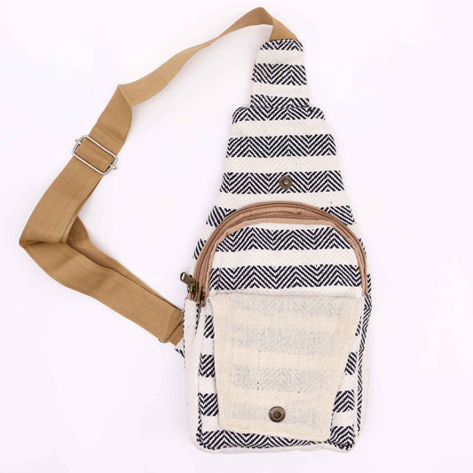 Body Cross Bag Natural Cotton - Black and White