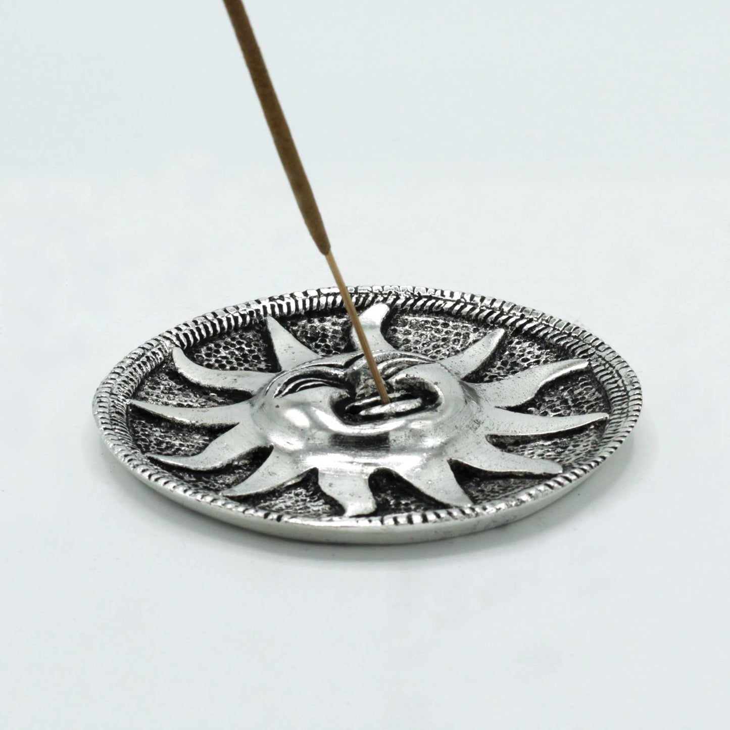 Polished Aluminium Sun Incense Holder 9cm