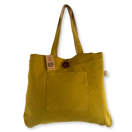 Jute and Cotton Reversible Big Bag - Pistachio