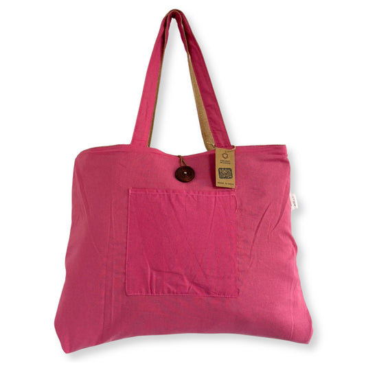 Jute and Cotton Reversible Big Bag - Pink