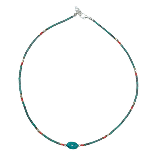 Turquoise and Stone Nepalese Extra Fine Gem Necklace