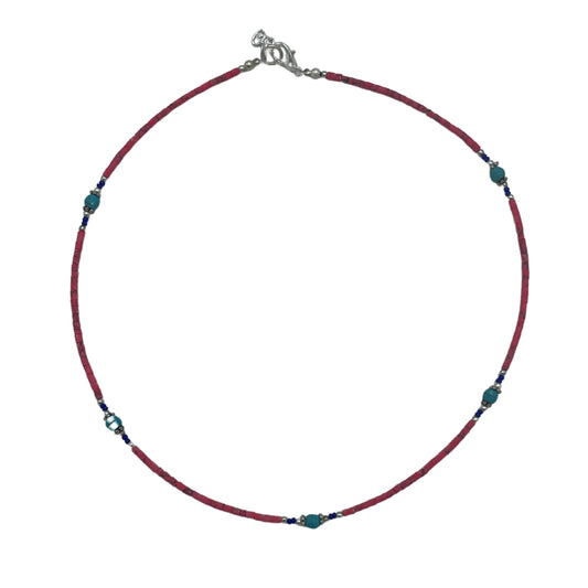 Pink Coral and Turquoise Beads Nepalese Extra Fine Gem Necklace