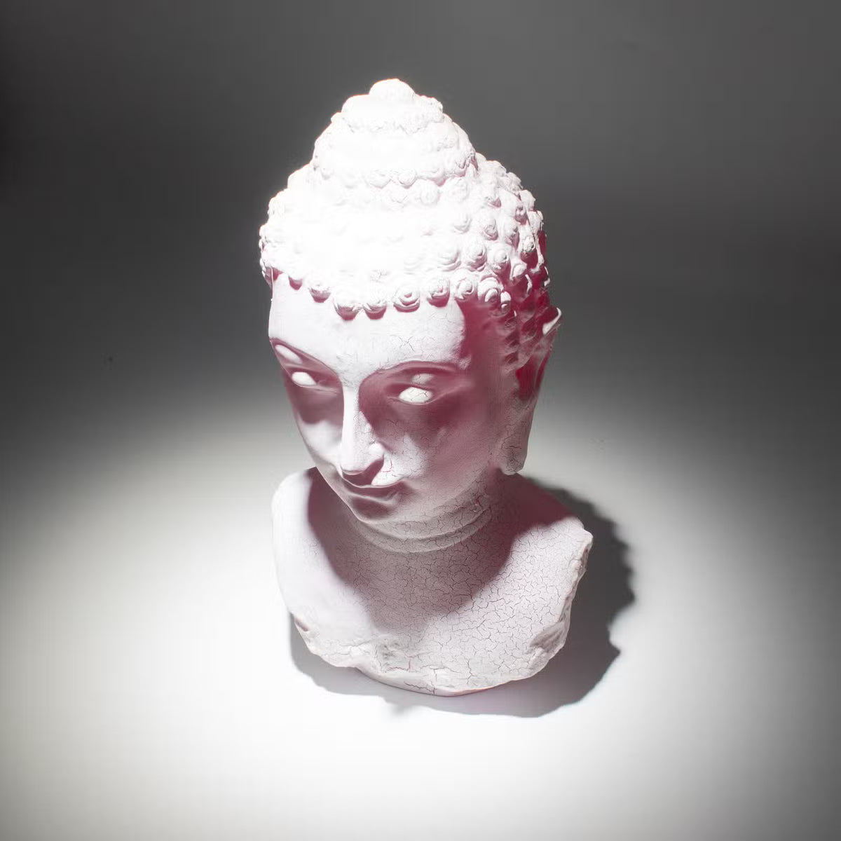 Buddha Bust Lamp Cherry Crackle - Oval stand