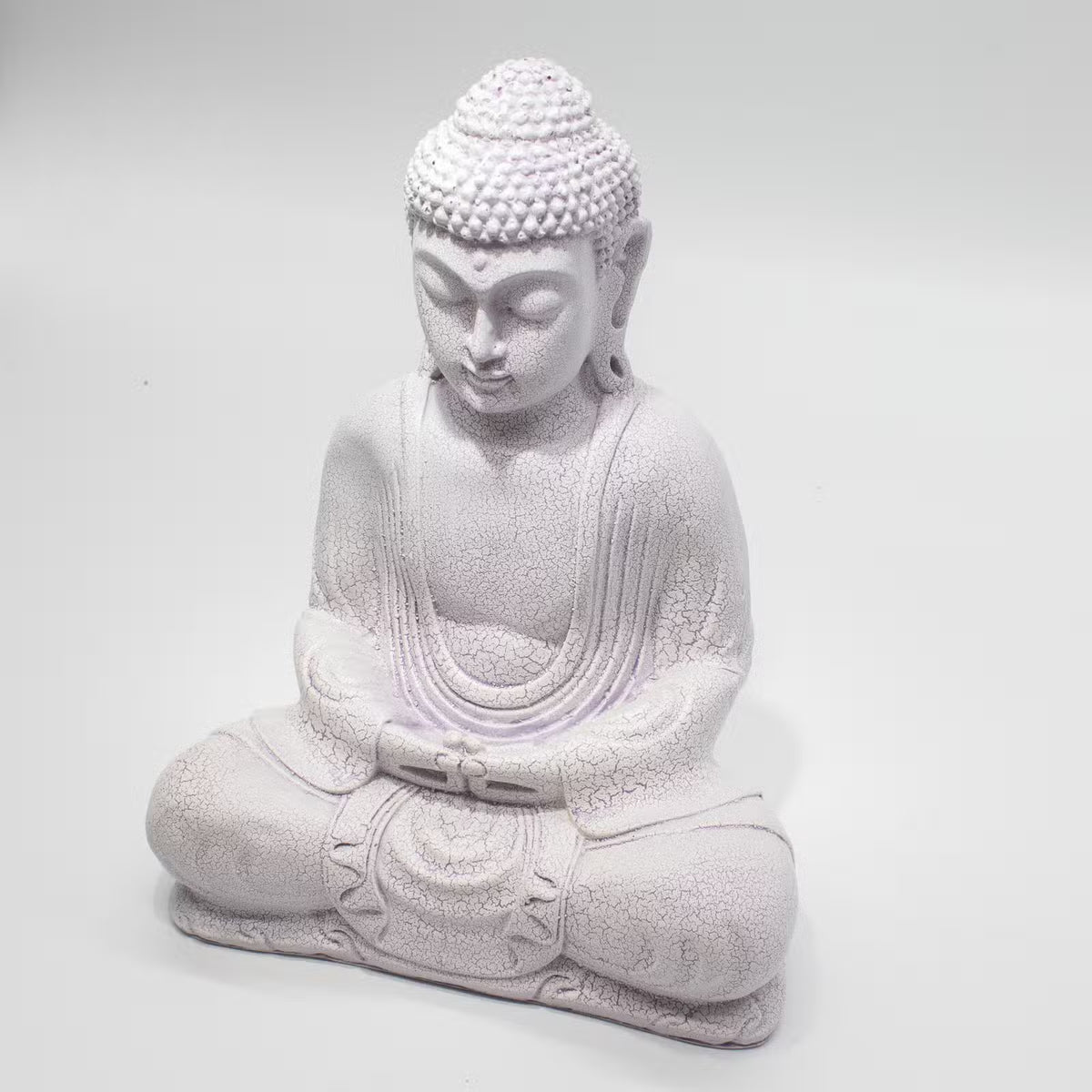 Meditation Buddha Lamp Lavender Crackle - Oval Stand