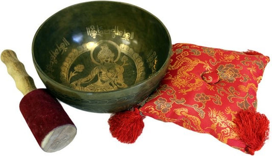 Brass Golden Tara Singing Bowl Set